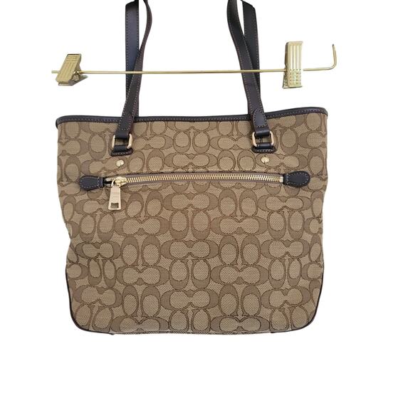 Coach Outline Signature Tote Khaki Brown Medium - Picture 1 of 8